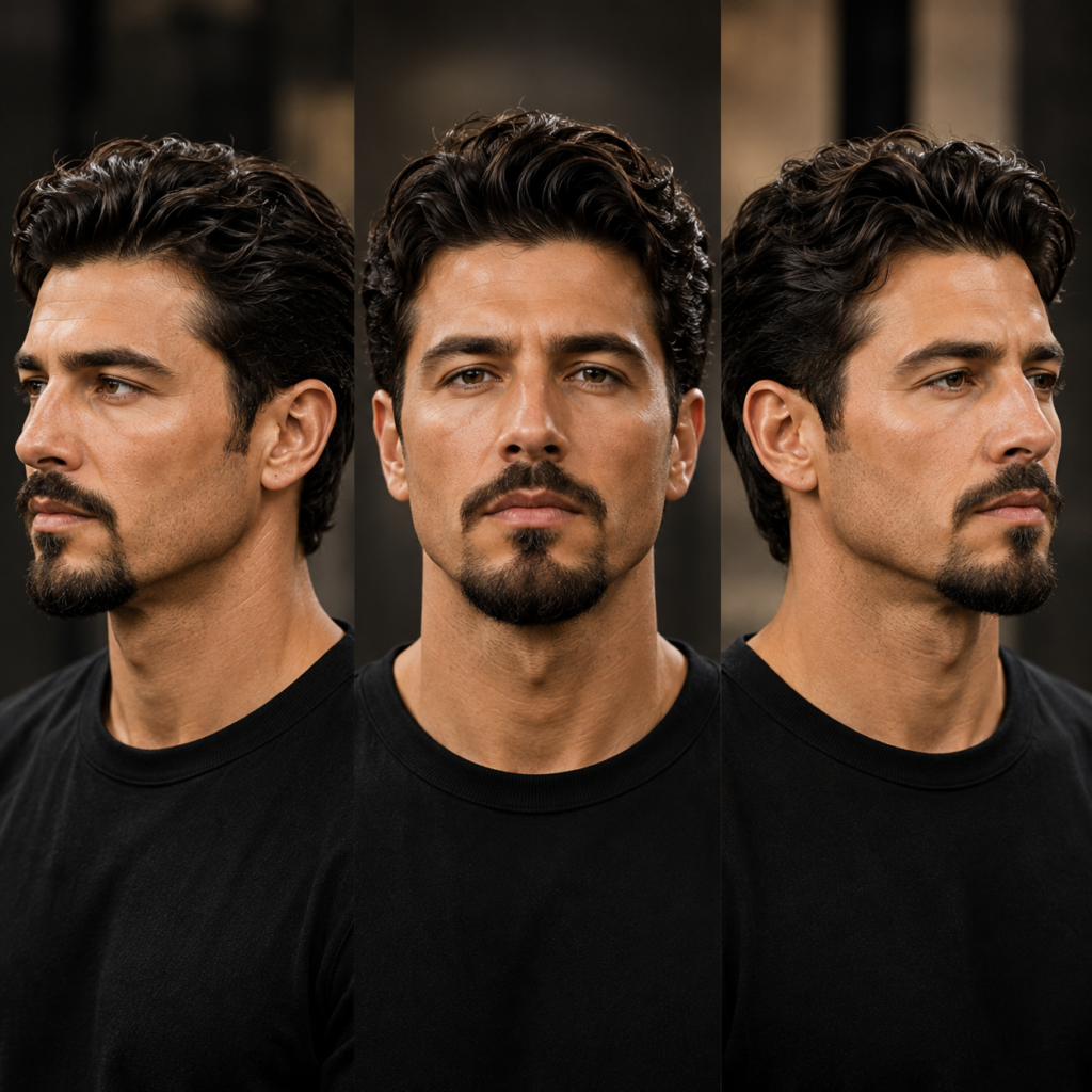 Balbo beard style on man with floating mustache