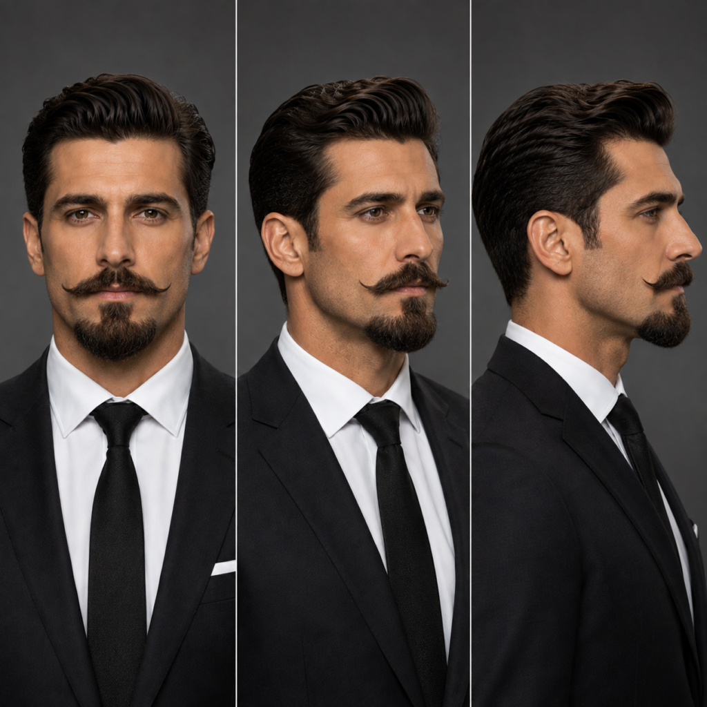 Imperial beard style on man with handlebar mustache