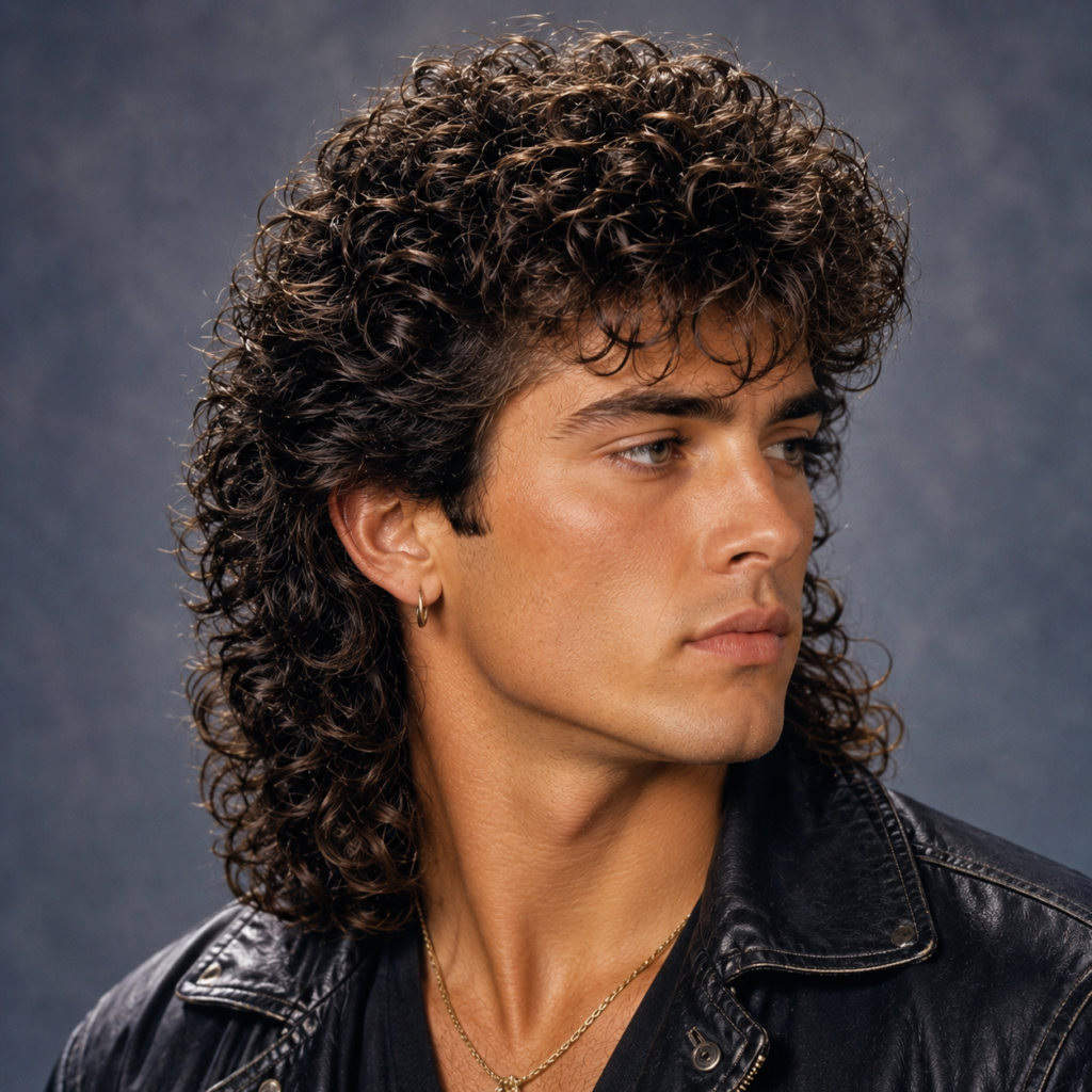 Permed curly hairstyle on man with natural bounce