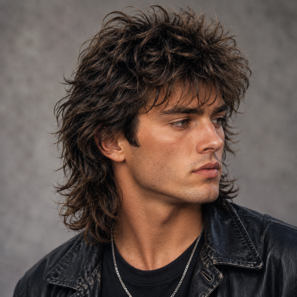 Textured shag haircut on man with choppy layers