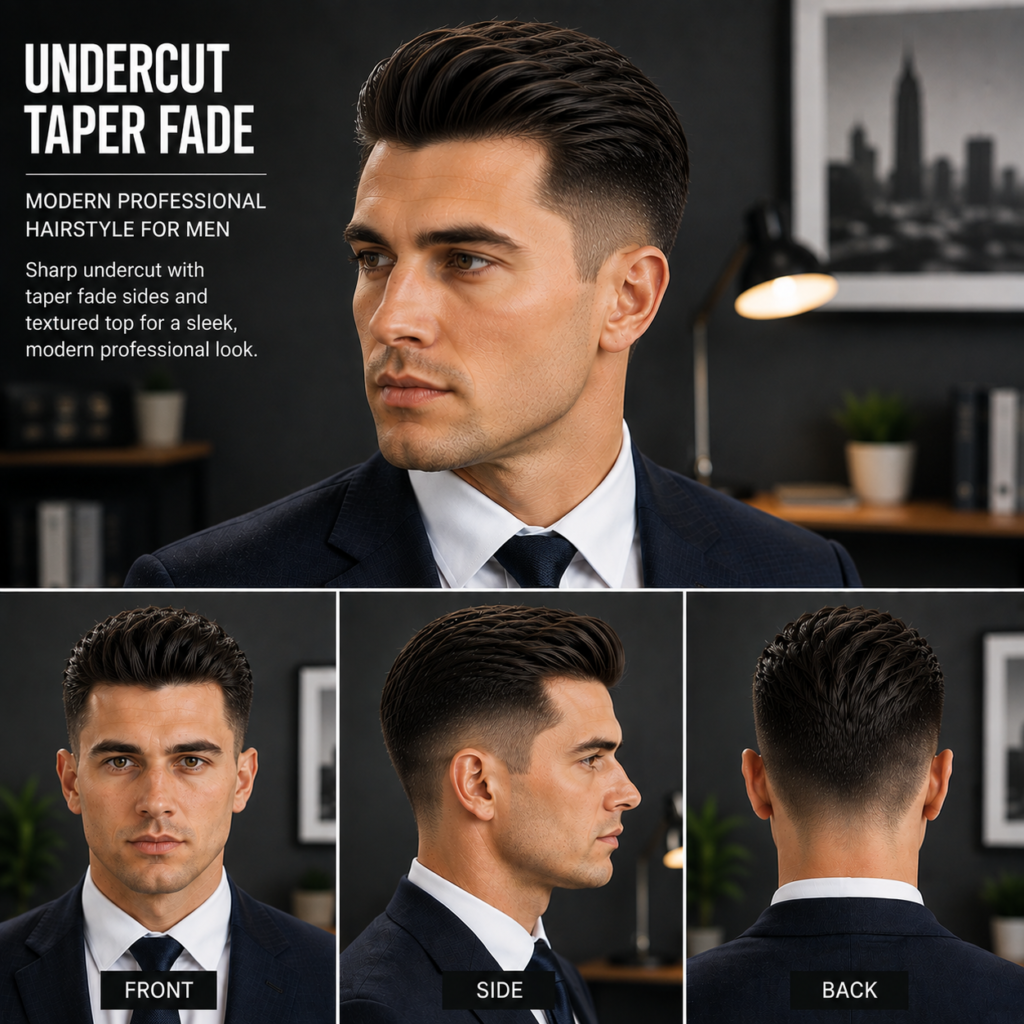 Undercut with taper fade hairstyle, modern professional man