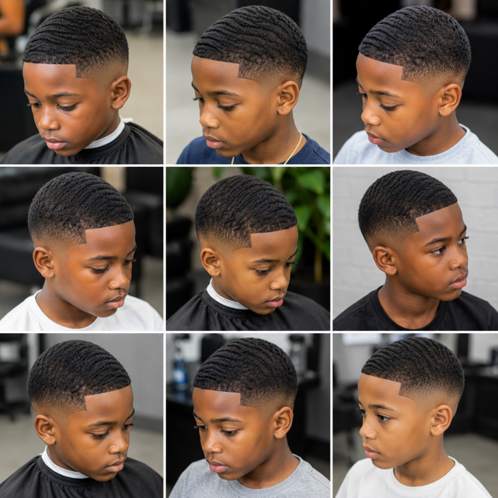 Black boy with 360 waves hairstyle and low skin fade